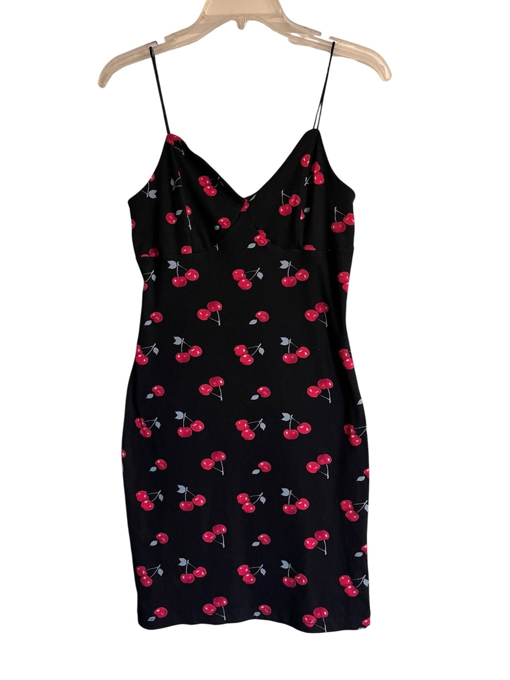 Justify Black Cherry Print ribbed bodycon Dress size medium